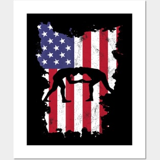 Wrestling USA Flag America 4th Of July Murica Gift Vintage Posters and Art